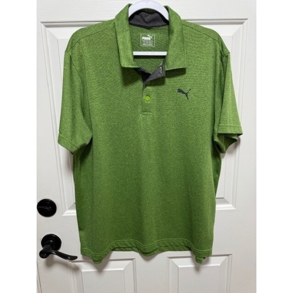 Puma soft  polo dry cell green with gray accents short sleeves Size Large